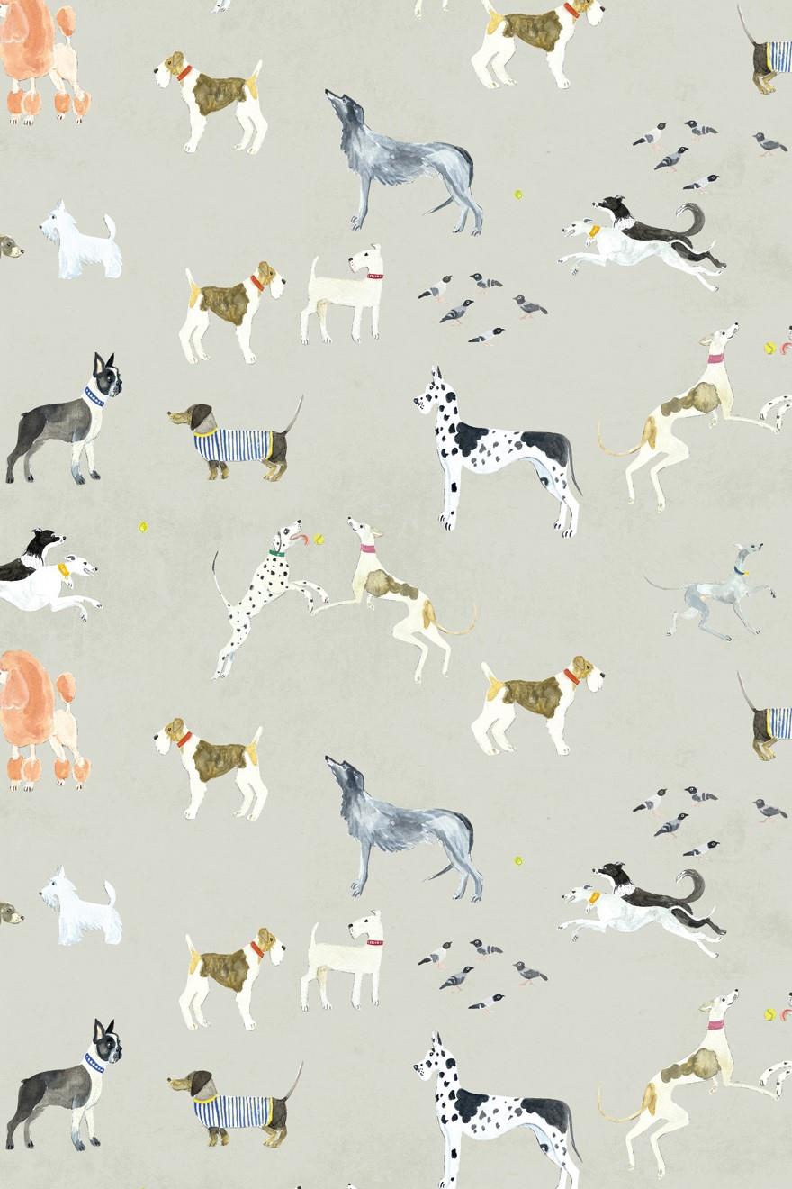 Milton & King Doggies Beige Wallpaper