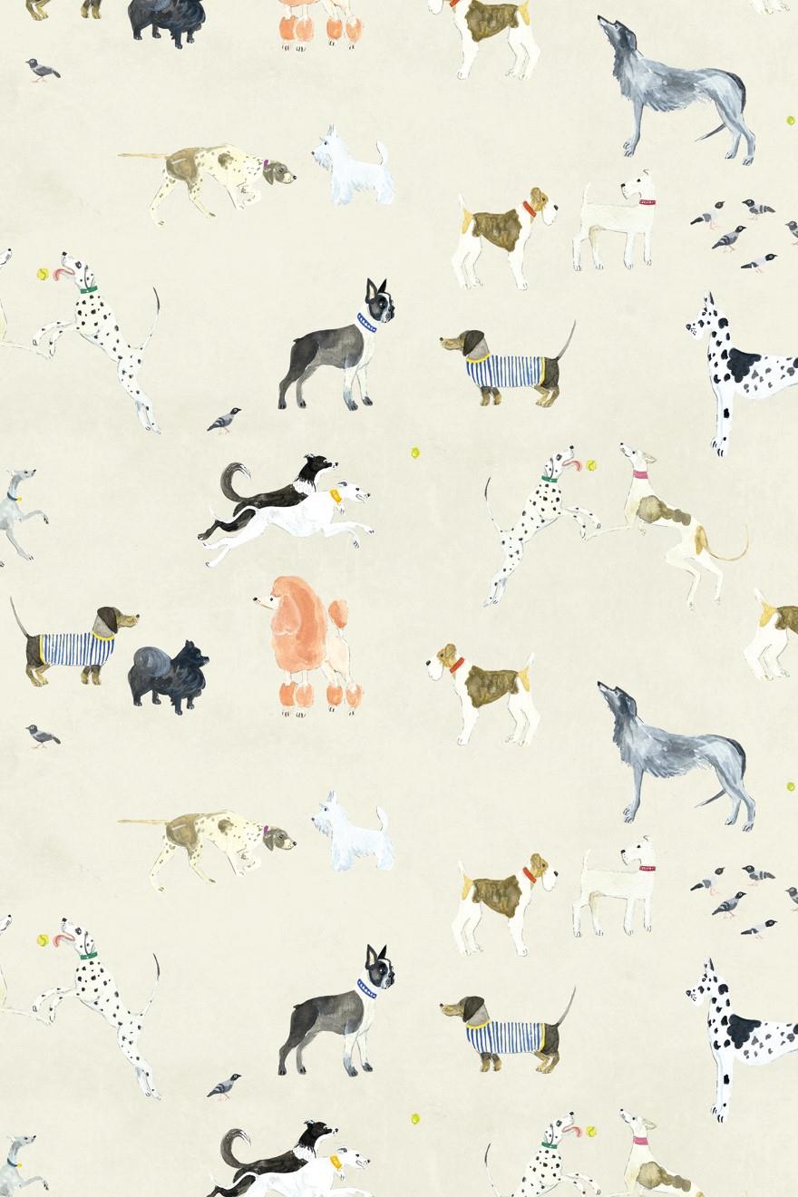 Milton & King Doggies Cream Wallpaper