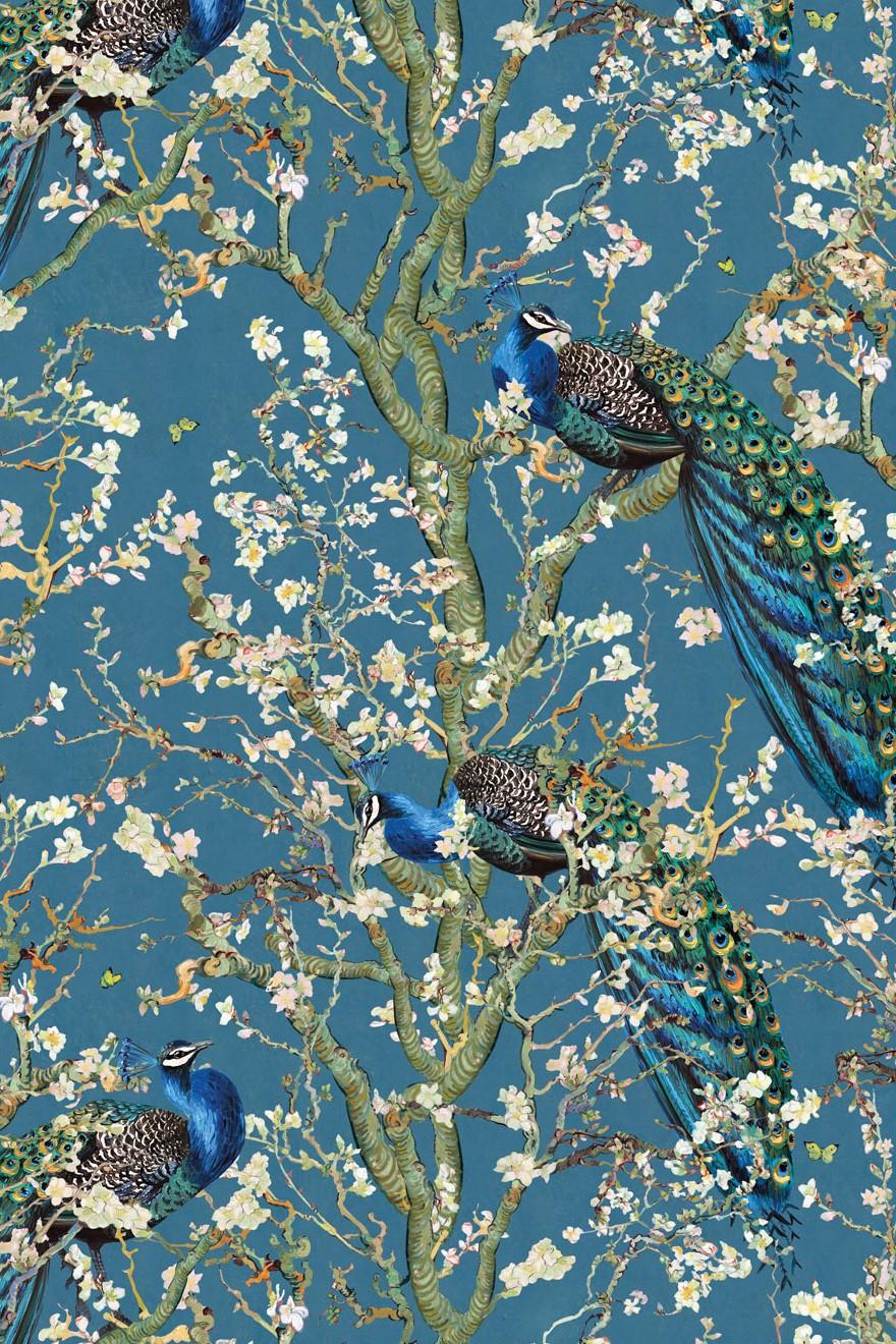 Milton & King Almond Blossom Royal Blue Wallpaper | Vie Interiors Ltd
