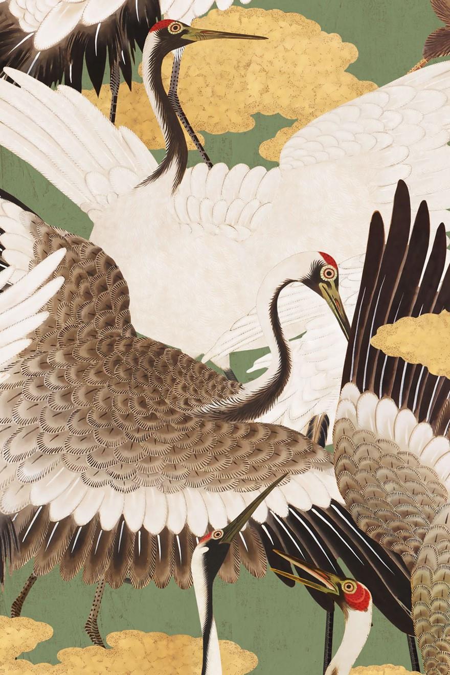 Milton & King Cranes Midori Wallpaper